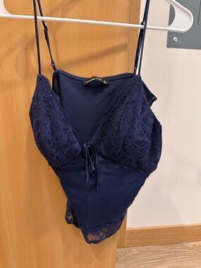 Abercrombie & Fitch Navy Lace-Trim Tank